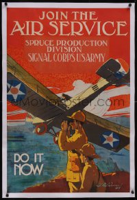 5p1008 JOIN THE AIR SERVICE linen 25x37 WWI war poster 1917 great art, U.S. Army Signal Corps, rare!