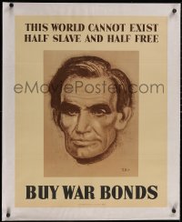 5p1041 THIS WORLD CANNOT EXIST HALF SLAVE & HALF FREE linen 22x28 WWII war poster 1943 Rig art, rare!