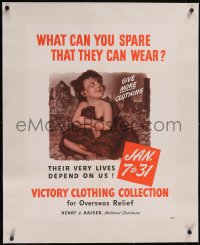 5p1060 WHAT CAN YOU SPARE THAT THEY CAN WEAR linen January 22x29 WWII war poster 1941 clothes for kids!
