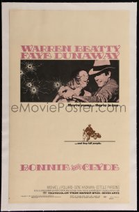 5p0076 BONNIE & CLYDE linen WC 1967 Arthur Penn, notorious crime duo Warren Beatty & Faye Dunaway!
