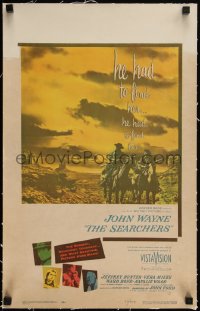 5p0088 SEARCHERS linen WC 1956 classic art of John Wayne & Jeff Hunter in Monument Valley, John Ford