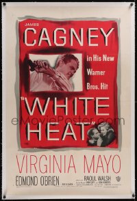 5p0664 WHITE HEAT linen 1sh 1949 James Cagney is Cody Jarrett, classic noir, top of the world, Ma!