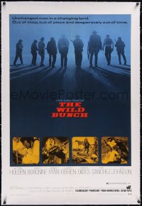 5p0735 WILD BUNCH linen domestic 1sh 1969 Sam Peckinpah classic, William Holden & Ernest Borgnine