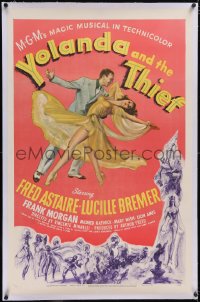 5p0670 YOLANDA & THE THIEF linen 1sh 1945 great art of Fred Astaire dancing with sexy Lucille Bremer!