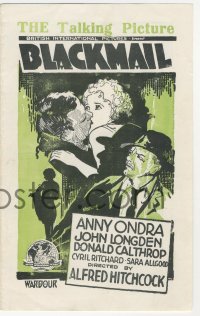 5p0232 BLACKMAIL English herald 1929 1st British talkie, Alfred Hitchcock, Anny Ondra, ultra rare!