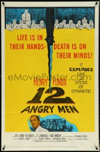 5r0246 12 ANGRY MEN 1sh 1957 Henry Fonda, Sidney Lumet jury classic, life is in their hands