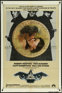 5r0254 3 DAYS OF THE CONDOR 1sh 1975 CIA analyst Robert Redford & Faye Dunaway!