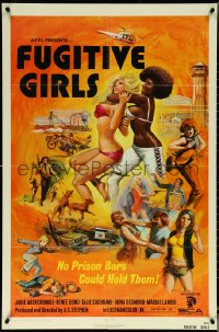 5r0257 5 LOOSE WOMEN 1sh 1974 Fugitive Girls, written by Ed Wood, sexy Chet Collom artwork!