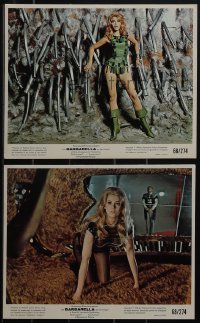 5r1939 BARBARELLA 2 color 8x10 stills 1968 sexy Jane Fonda from 40x60 & on her knees in furry room!