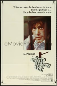 5r0280 AND JUSTICE FOR ALL 1sh 1979 directed by Norman Jewison, Al Pacino is out of order!
