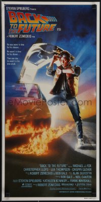 5r0160 BACK TO THE FUTURE Aust daybill 1985 art of Michael J. Fox & Delorean by Drew Struzan!