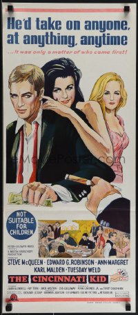 5r0164 CINCINNATI KID Aust daybill 1965 art of pro poker player Steve McQueen & sexy Ann-Margret!