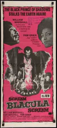 5r0187 SCREAM BLACULA SCREAM Aust daybill 1973 image of black vampire William Marshall & Pam Grier!