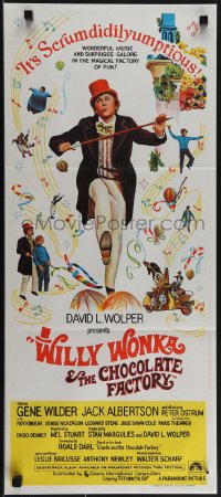 5r0191 WILLY WONKA & THE CHOCOLATE FACTORY Aust daybill 1971 Gene Wilder, it's scrumdidilyumptious!
