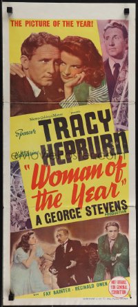 5r0192 WOMAN OF THE YEAR Aust daybill 1942 great images of Spencer Tracy & Katharine Hepburn!