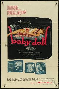 5r0297 BABY DOLL 1sh 1957 Elia Kazan, classic image of sexy troubled teen Carroll Baker!