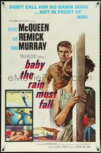 5r0300 BABY THE RAIN MUST FALL 1sh 1965 bad boy Steve McQueen is no damn good for Lee Remick!