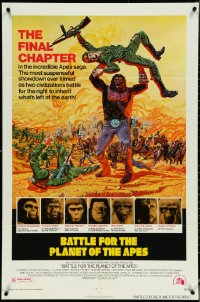 5r0310 BATTLE FOR THE PLANET OF THE APES 1sh 1973 Tanenbaum art of war between apes & humans!