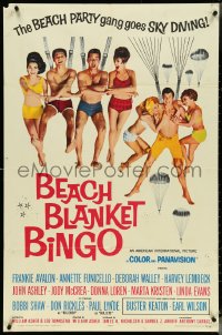 5r0314 BEACH BLANKET BINGO 1sh 1965 Frankie Avalon, Annette Funicello & the gang go sky diving!