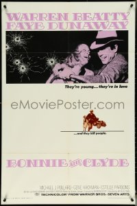 5r0349 BONNIE & CLYDE 1sh 1967 notorious crime duo Warren Beatty & Faye Dunaway, Arthur Penn!