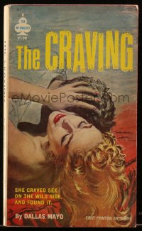 5r1704 CRAVING paperback book 1962 she tried everything once, great sexy Paul Rader cover art!