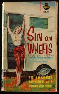 5r1722 SIN ON WHEELS paperback book 1961 Paul Rader art, the confessions of a trailer camp tramp!