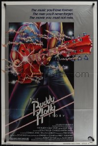5r0366 BUDDY HOLLY STORY style B 1sh 1978 Gary Busey, great art of electrified guitar, rock 'n' roll