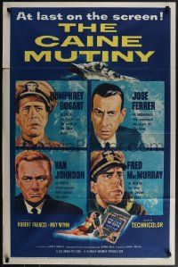 5r0371 CAINE MUTINY 1sh 1954 art of Humphrey Bogart, Jose Ferrer, Van Johnson & Fred MacMurray!
