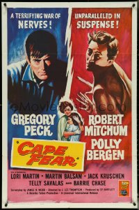 5r0374 CAPE FEAR 1sh 1962 Gregory Peck, Robert Mitchum, Polly Bergen, different & ultra rare!