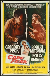 5r0375 CAPE FEAR 1sh 1962 Gregory Peck, Robert Mitchum, Polly Bergen, classic film noir!