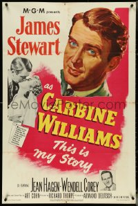 5r0378 CARBINE WILLIAMS 1sh 1952 great portrait art of James Stewart, Jean Hagen, Wendell Corey