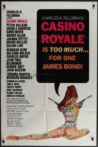 5r0380 CASINO ROYALE 1sh 1967 all-star James Bond spy spoof, psychedelic art by Robert McGinnis!