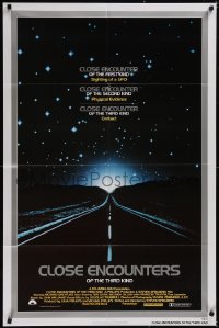 5r0401 CLOSE ENCOUNTERS OF THE THIRD KIND 1sh 1977 Spielberg's sci-fi classic, silver border design!