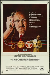 5r0406 CONVERSATION 1sh 1974 art of Gene Hackman by Bernard D'Andrea, Francis Ford Coppola!