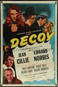 5r0418 DECOY 1sh 1946 super sexy bad girl Jean Gillie with gun, film noir like Kiss Me Deadly!