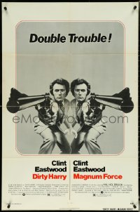 5r0431 DIRTY HARRY/MAGNUM FORCE 1sh 1975 cool mirror image of Clint Eastwood by Philippe Halsman!