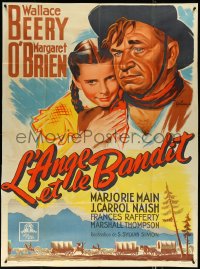5r0058 BAD BASCOMB French 1p 1947 Wallace Beery and Margaret O'Brien by Boris Grinsson, ultra rare!