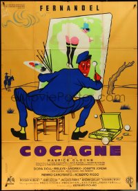 5r0064 COCAGNE French 1p 1961 cool Jan Mara art of wacky painter Fernandel, ultra rare!