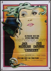 5r0085 CHINATOWN Italian 1p R1970s art of Jack Nicholson & Faye Dunaway by Jim Pearsall, Roman Polanski