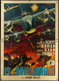 5r0114 BOMBARDIER Italian 2p 1954 O'Brien, Scott, Caroselli art of bombers in action, ultra rare!