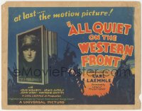 5r1019 ALL QUIET ON THE WESTERN FRONT TC 1930 Lewis Milestone classic WWI Best Picture, ultra rare!