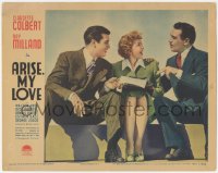 5r1133 ARISE MY LOVE LC 1940 great c/u of Claudette Colbert between Ray Milland & Walter Abel!