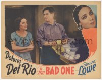 5r1143 BAD ONE LC R1937 c/u of sexy Dolores Del Rio smiling at Edmund Lowe doing dishes, rare!