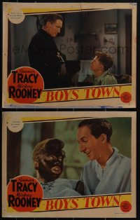 5r1684 BOYS TOWN 2 LCs 1938 Spencer Tracy glares at Mickey Rooney & Rooney gets mud massage!