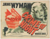5r1032 CRIME BY NIGHT TC 1944 Jerome Cowan, great image of shadowy figure & pretty Jane Wyman!