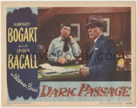 5r1205 DARK PASSAGE LC #4 1947 Humphrey Bogart is given the once over by suspicious hotel clerk!