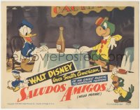 5r1409 SALUDOS AMIGOS LC 1943 Disney, cartoon image of Joe Carioca & Donald Duck sitting at table!