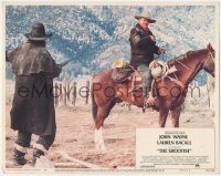 5r1415 SHOOTIST LC #8 1976 doomed bandit points shotgun at cowboy John Wayne on horse!