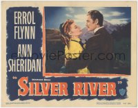 5r1418 SILVER RIVER LC #5 1948 Errol Flynn hugs beautiful Ann Sheridan in front of mountains!