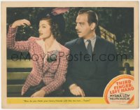 5r1464 THIRD FINGER LEFT HAND LC 1940 Myrna Loy asks Douglas how his fancy friends will like her!